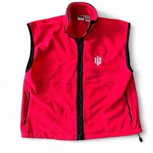 Vintage 90s IU Hoosiers Red Fleece Zip Vest Size XL